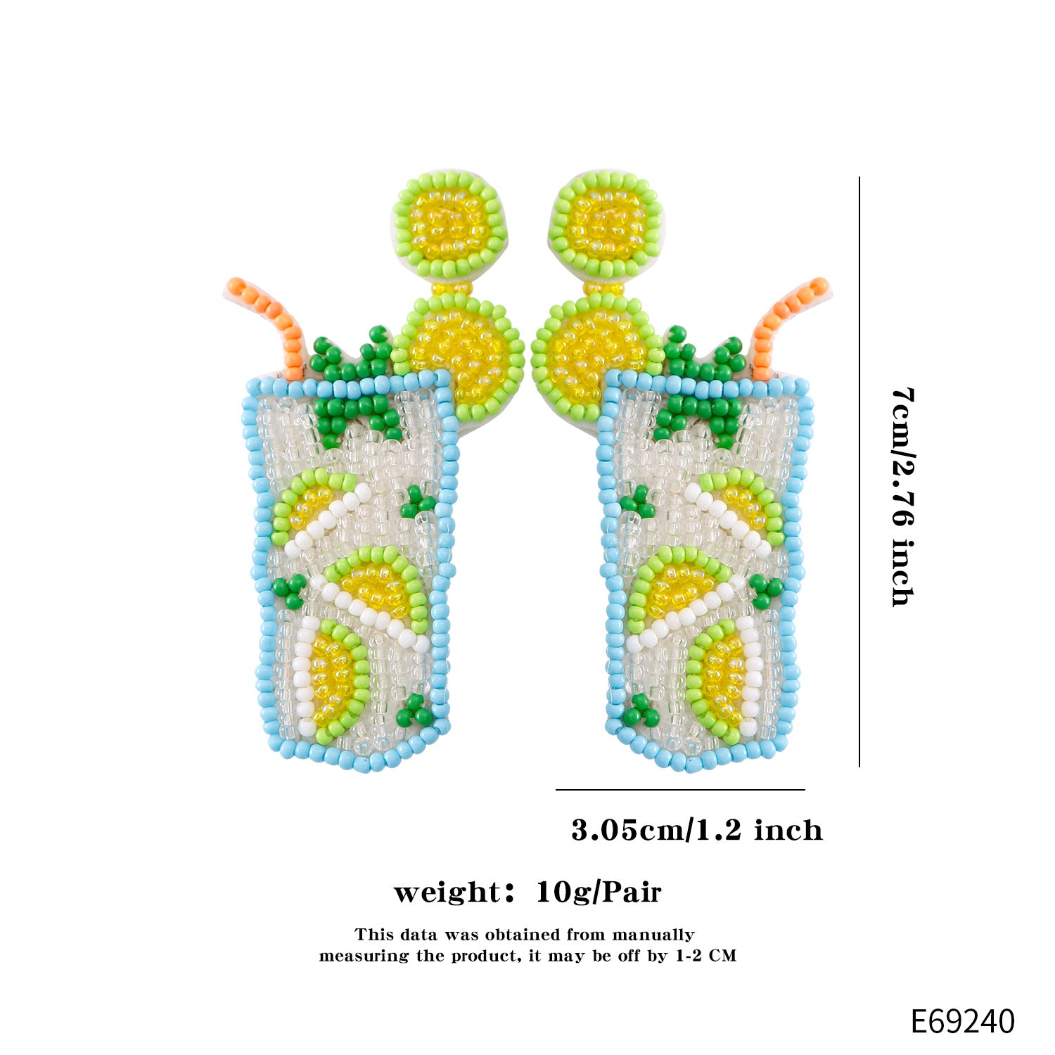 Wholesale Bohemian Handmade Beaded Fruit Series Rice Bead Earrings